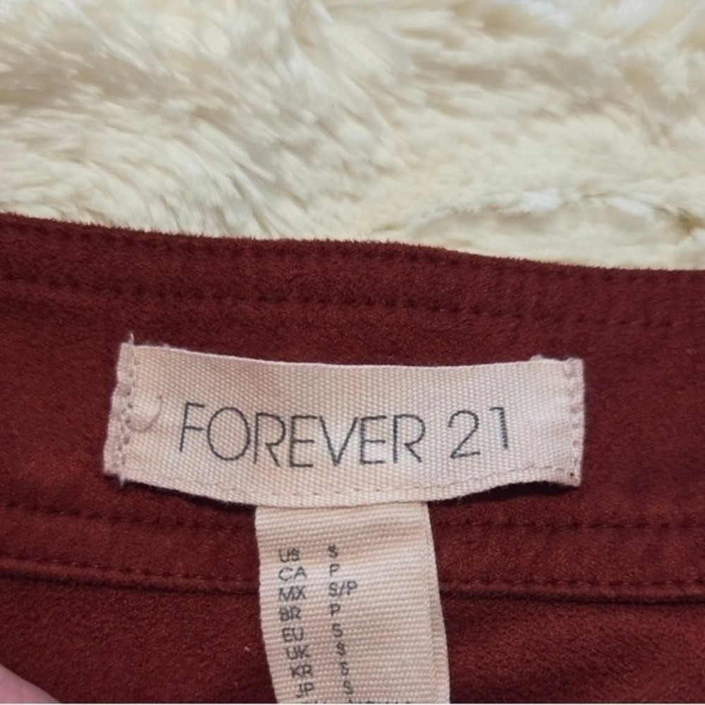 Red Faux Suede Mini Skirt 90s Y2K Aesthetic Fitted Side Zip Size Small - Picture 5 of 6